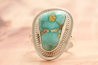 Genuine Battle Mountain Turquoise Sterling Silver Navajo Ring